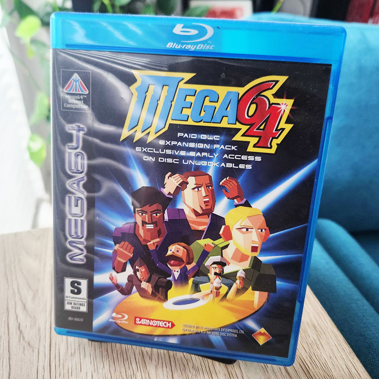 Photo of the Mega 64 Blu-ray with my cover art.