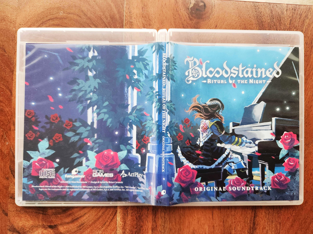 The Bloodstained OST packaging, opened to show the front and back covers.