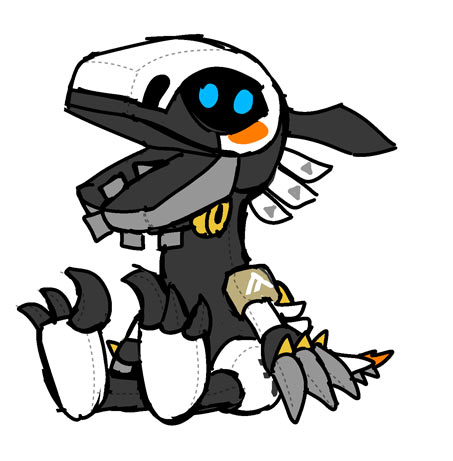 Design drawing for the Clawstrider plush (Horizon: Forbidden Dawn)