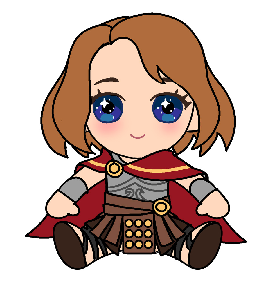 Design drawing of the Elaine plush (Beneath the Dragon Eye Moons)