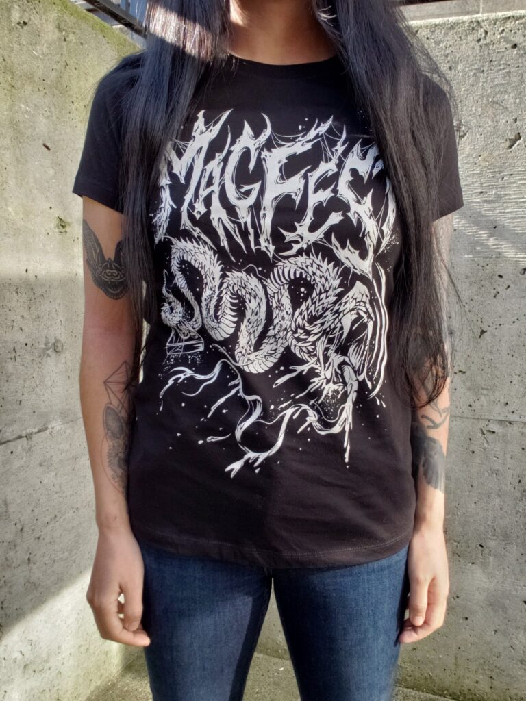 A photo of me wearing the Snakewave shirt